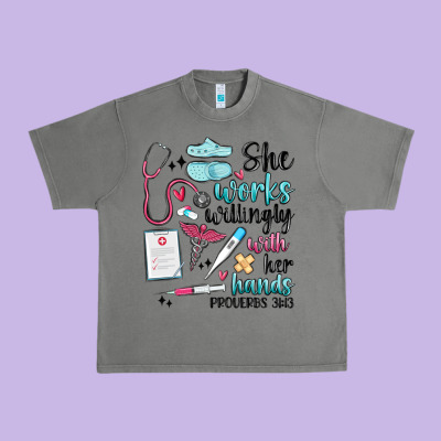 She Works Willingly With Her Hands Urban Heavy Tee Designed By Maliassmallbusiness