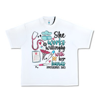 White she works willingly with her hands Urban Heavy Tee - MaliasSmallBusiness