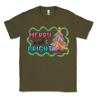 Army Green merry and bright christmas tree Classic Tee - MaliasSmallBusiness