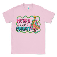 Bubblegum Pink merry and bright christmas tree Classic Tee - MaliasSmallBusiness