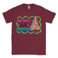 Burgundy merry and bright christmas tree Classic Tee - MaliasSmallBusiness