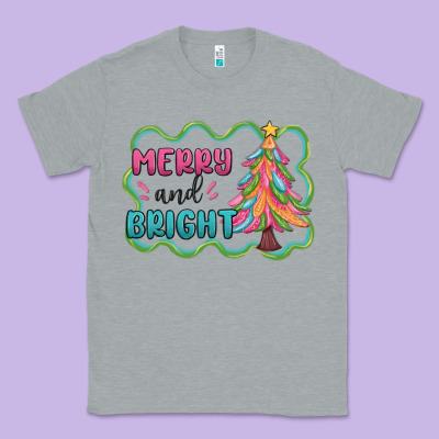 Merry And Bright Christmas Tree Classic Tee Designed By Maliassmallbusiness