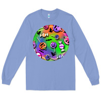 Colony Blue halloween round earrings 4 Long Sleeve Tee - BundleAndBundleShop
