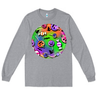 Heather Grey halloween round earrings 4 Long Sleeve Tee - BundleAndBundleShop
