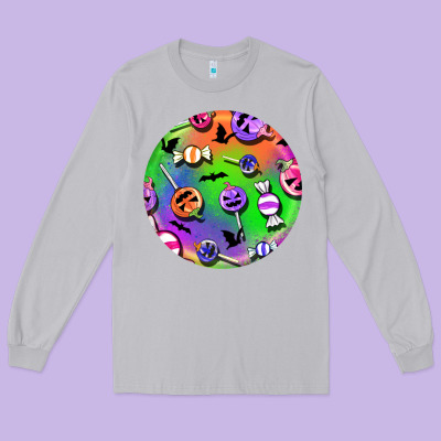 Halloween Round Earrings 4 Long Sleeve Tee Designed By Bundleandbundleshop