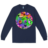 Navy halloween round earrings 4 Long Sleeve Tee - BundleAndBundleShop