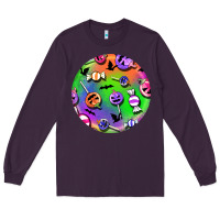 Plum halloween round earrings 4 Long Sleeve Tee - BundleAndBundleShop