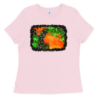 Bubblegum Pink halloween mystic symbol background Ladies Tee - BundleAndBundleShop
