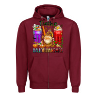 Burgundy hallothanksmas teacher Zipper Hoodie - texasbilliewilder