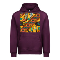 Mauve Wine western cowboy bull skull seamless pattern Urban Hoodie - BundleAndBundleShop
