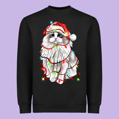 Christmas Ragdoll Cat Heavyweight Sweatshirt Designed By Lillyallendesigns