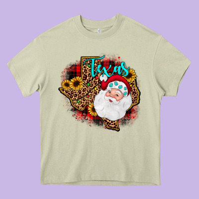 Santa Texas Map Heavy Core Tee Designed By Jahusdesignshop