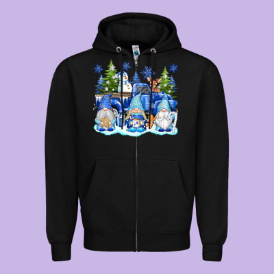 Snow Gnome Truck Zipper Hoodie Designed By Texasbilliewilder