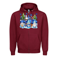 Burgundy snow gnome truck Zipper Hoodie - texasbilliewilder
