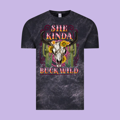 She Kinda Buck Wild With Bull Skull Vintage Tee Designed By Nancycooperartshop