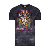 Cloud Black she kinda buck wild with bull skull Vintage Tee - NancyCooperArtShop