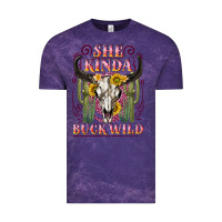 Cloud Purple she kinda buck wild with bull skull Vintage Tee - NancyCooperArtShop