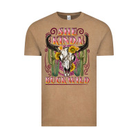 Vintage Coffee she kinda buck wild with bull skull Vintage Tee - NancyCooperArtShop