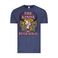 Vintage Denim she kinda buck wild with bull skull Vintage Tee - NancyCooperArtShop