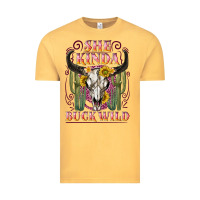 Vintage Mustard she kinda buck wild with bull skull Vintage Tee - NancyCooperArtShop