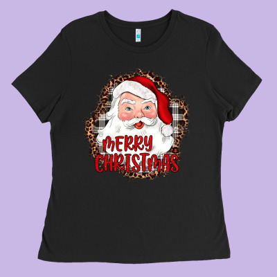 Merry Christmas Santa Ladies Tee Designed By Jahusdesignshop