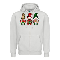 Dove Grey Christmas gnomes Zipper Hoodie - NancyCooperArtShop