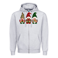 Heather Grey Christmas gnomes Zipper Hoodie - NancyCooperArtShop
