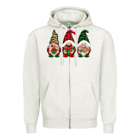 Oatmeal Heather Christmas gnomes Zipper Hoodie - NancyCooperArtShop