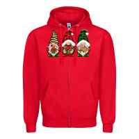 Red Christmas gnomes Zipper Hoodie - NancyCooperArtShop