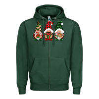Sports Green Christmas gnomes Zipper Hoodie - NancyCooperArtShop
