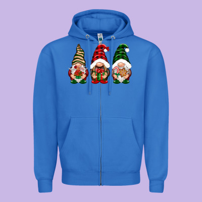 Christmas Gnomes Zipper Hoodie Designed By Nancycooperartshop