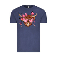 Vintage Denim valentines day long haired cow Vintage Tee - MaliasSmallBusiness