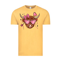Vintage Mustard valentines day long haired cow Vintage Tee - MaliasSmallBusiness