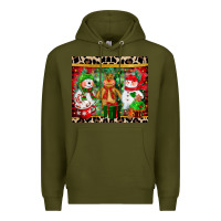 Army Green christmas snowman polar bear reindeer Premium Hoodie - CowGirlArtShop