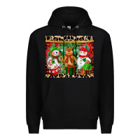 Black christmas snowman polar bear reindeer Premium Hoodie - CowGirlArtShop