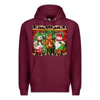 Burgundy christmas snowman polar bear reindeer Premium Hoodie - CowGirlArtShop