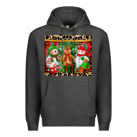 Charcoal Heather christmas snowman polar bear reindeer Premium Hoodie - CowGirlArtShop