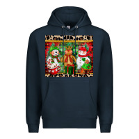Navy christmas snowman polar bear reindeer Premium Hoodie - CowGirlArtShop