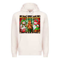 Pale Pink christmas snowman polar bear reindeer Premium Hoodie - CowGirlArtShop