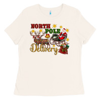 Bone North Pole Delivery Santa Sleigh Ladies Tee - Artiststas