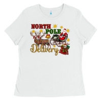 North Pole Delivery Santa Sleigh Ladies Tee | Teevron