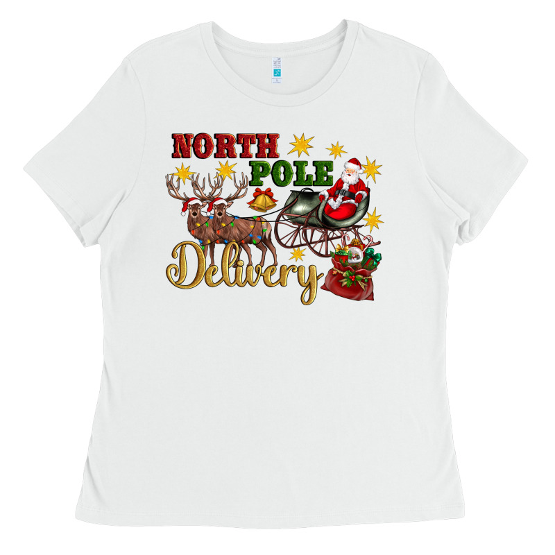 North Pole Delivery Santa Sleigh Ladies Tee by Artiststas | Teevron