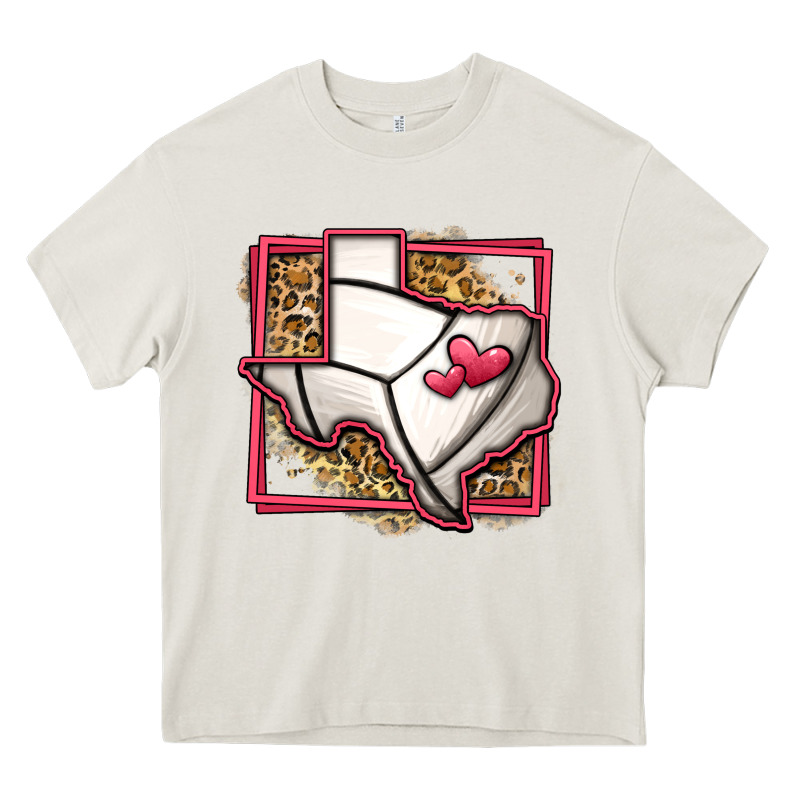 Leopard Volleyball Texas Map Heavy Core Tee by Jasminsmagicworld | Teevron