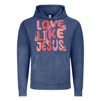 Vintage Denim love like jesus Vintage Hoodie - MaliasSmallBusiness