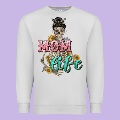 Mom Life With Skull Mother's Day Premium Sweatshirt Designed By Cowgirlartshop