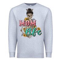 Heather Grey Mom life with skull Mother's Day Premium Sweatshirt - CowGirlArtShop