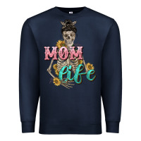 Navy Mom life with skull Mother's Day Premium Sweatshirt - CowGirlArtShop