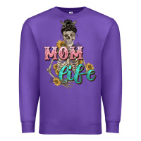 Purple Mom life with skull Mother's Day Premium Sweatshirt - CowGirlArtShop