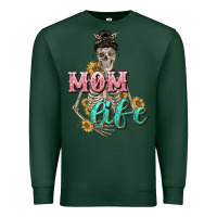 Sports Green Mom life with skull Mother's Day Premium Sweatshirt - CowGirlArtShop