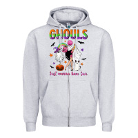 Heather Grey Ghouls just wanna have fun Zipper Hoodie - NancyCooperArtShop